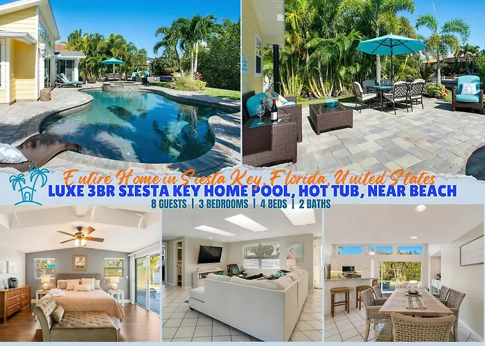 Luxe Siesta Key Home Pool Hot Tub Near Beach