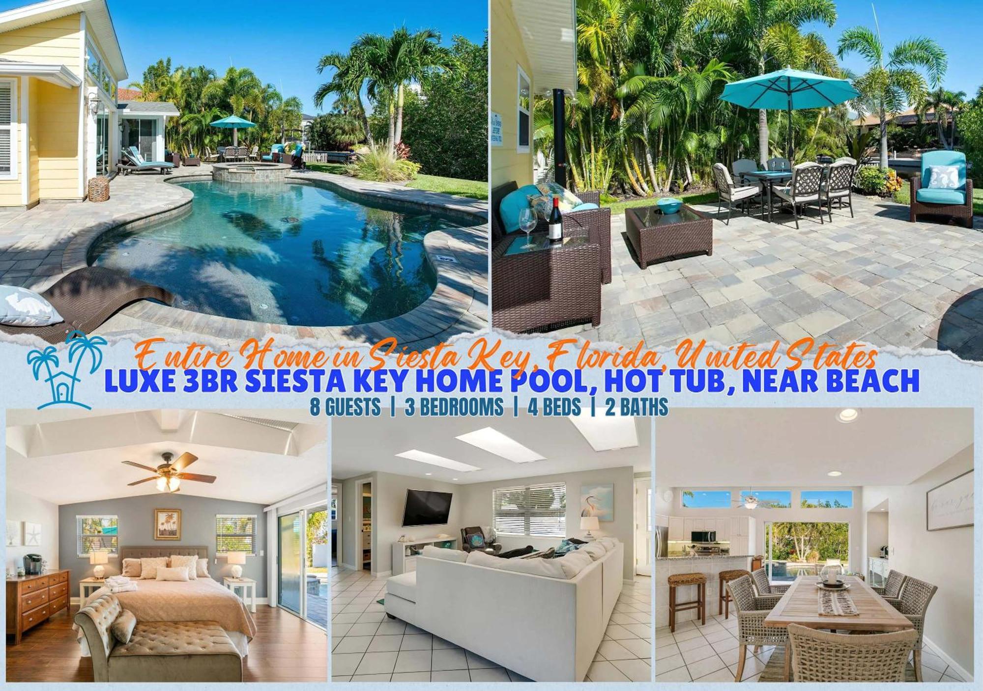Luxe Pool Hot Tub Near Siesta Key